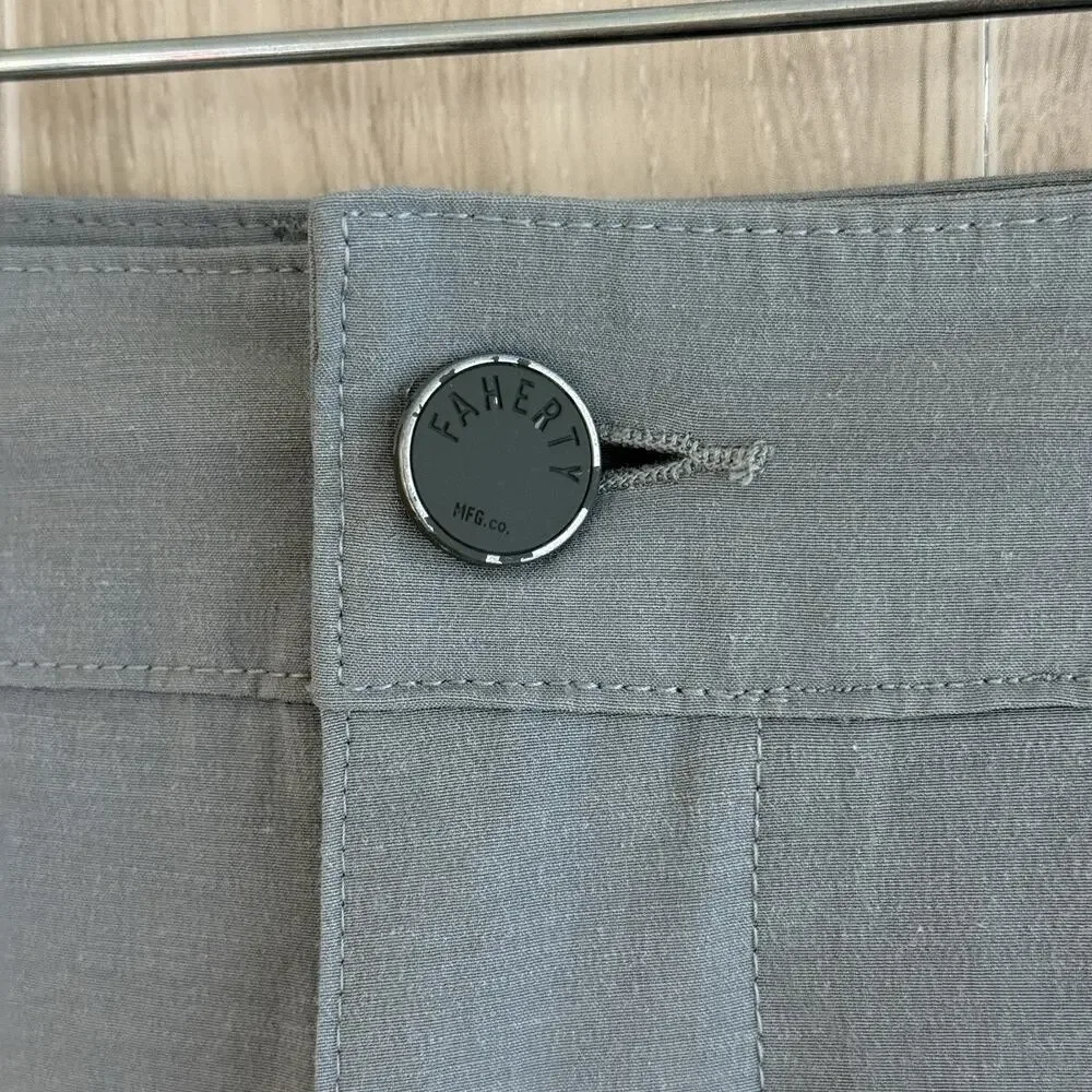 Faherty All Day Shorts Mens 33 Measures 34” Gray Chino Drawstring Stretch Casual